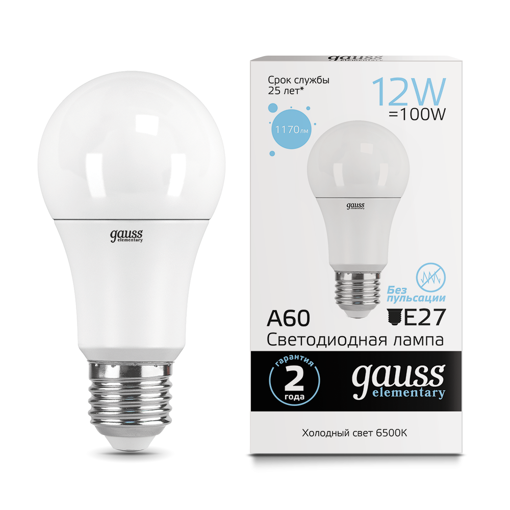 Лампа Gauss LED Elementary A60 12W E27 1170lm 6500K