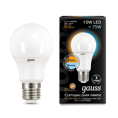 Лампа Gauss LED A60 10W E27 880lm 3000K