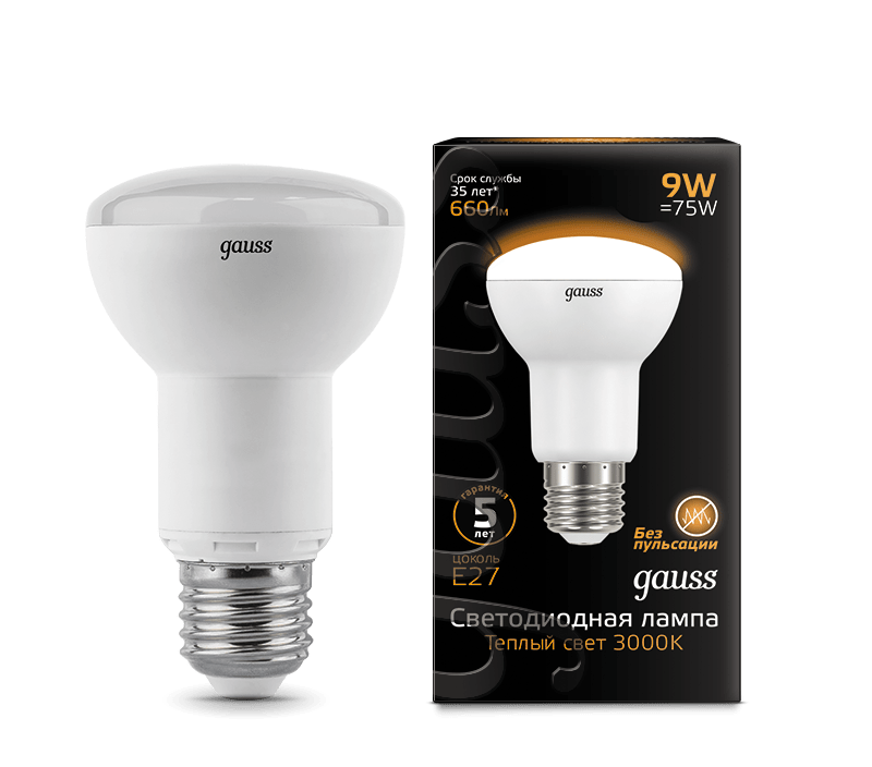 Лампа Gauss LED R63 E27 9W 660lm 2700K