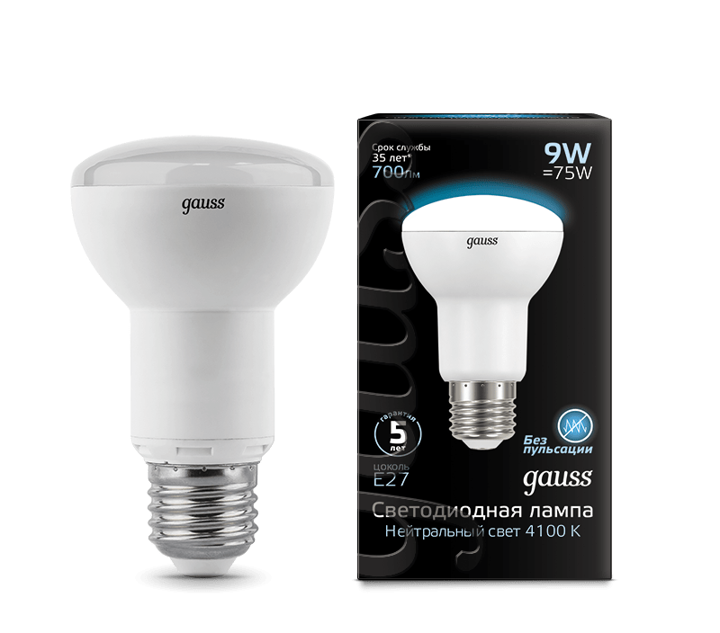 Лампа Gauss LED R63 E27 9W 700lm 4100K