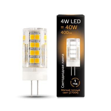 Лампа Gauss LED G4 AC185-265V 4W 400lm2700K керамика 1/10/200