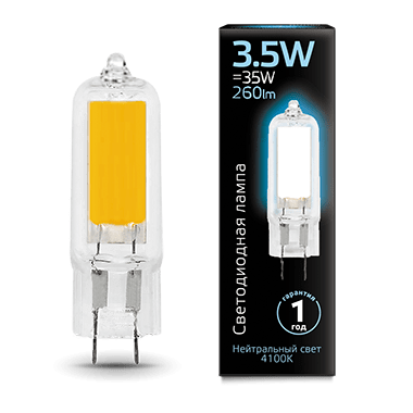 Лампа Gauss LED G4 AC220-240V 3.5W 260lm 4100K Glass 1/10/200