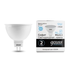 Лампа Gauss LED Elementary MR16 GU5.3 9W 680lm 6500K