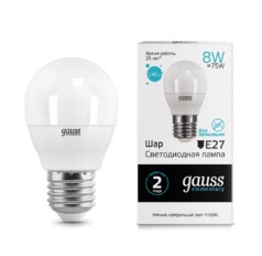 Лампа Gauss LED Elementary Шар 8W E27 540lm 4100K