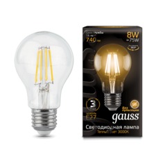 Лампа Gauss LED Filament A60 E27 8W 740lm 2700К