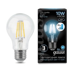 Лампа Gauss LED Filament A60 E27 10W 970lm 4100К