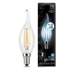 Лампа Gauss LED  Filament Свеча на ветру E14 7W 580lm 4100К