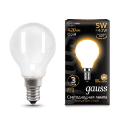 Лампа Gauss LED Filament Шар OPAL E14 5W 420lm 2700K