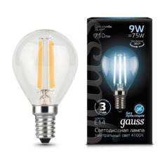 Лампа Gauss LED Filament Шар E14 9W 710lm 4100K