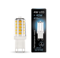 Лампа Gauss LED G9 AC185-265V 4W 410lm 4100K керамика 1/10/200