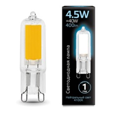 Лампа Gauss LED G9 AC220-240V 4.5W 400lm 4100K Glass 1/10/200