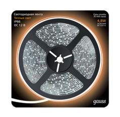 Светодиодная лента LED 2835/60-SMD 4.8W 12V DC теплый белый IP66 (блистер 5м)