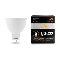 Лампа Gauss LED диммируемая MR16 GU5.3-dim 5W 500lm 3000K