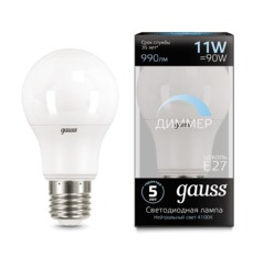 Лампа Gauss LED диммируемая A60-dim E27 11W 990lm 4100К