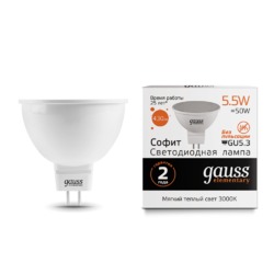 Лампа Gauss LED Elementary MR16 GU5.3 5.5W 430lm 3000К