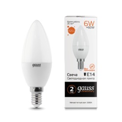 Лампа Gauss LED Elementary Свеча 6W E14 420lm 3000K