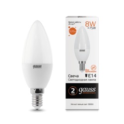 Лампа Gauss LED Elementary Свеча 8W E14 520lm 3000K