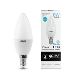 Лампа Gauss LED Elementary Свеча 6W E14 450lm 4100K