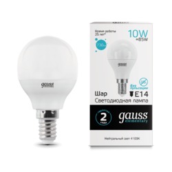 Лампа Gauss LED Elementary Шар 10W E14 920lm 4100K