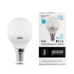 Лампа Gauss LED Elementary Шар 8W E14 540lm 4100K