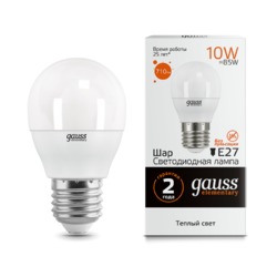 Лампа Gauss LED Elementary Шар 10W E27 880lm 3000K