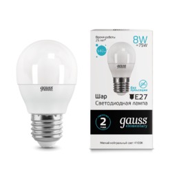 Лампа Gauss LED Elementary Шар 8W E27 540lm 4100K