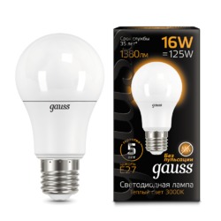 Лампа Gauss LED A60 16W E27 1380lm 3000K