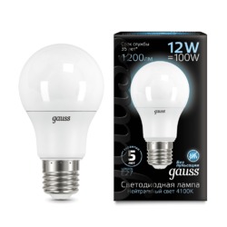 Лампа Gauss LED A60 12W E27 1200lm 4100K