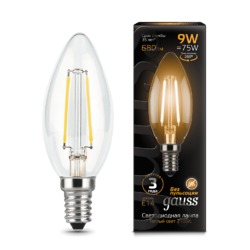 Лампа Gauss LED Filament Свеча E14 9W 680lm 2700К