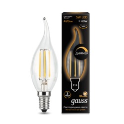 Лампа Gauss LED  Filament Свеча на ветру E14 5W 420lm 2700K