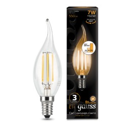 Лампа Gauss LED  Filament Свеча на ветру E14 7W 550lm 2700К