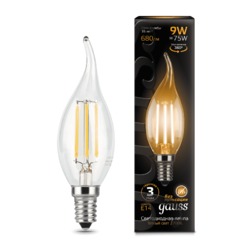 Лампа Gauss LED Filament Свеча на ветру E14 9W 680lm 2700K