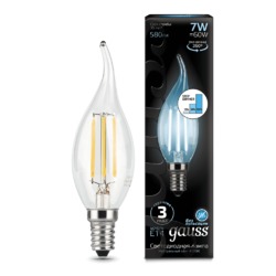 Лампа Gauss LED  Filament Свеча на ветру E14 7W 580lm 4100К