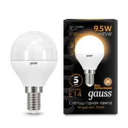 Лампа Gauss LED Шар E14 9.5W 890lm 3000K