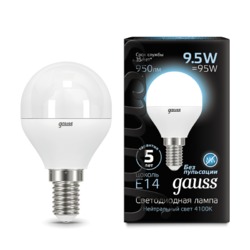 Лампа Gauss LED Шар E14 9.5W 950lm 4100K