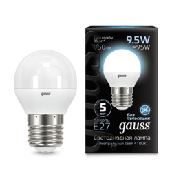 Лампа Gauss LED Шар E27 9.5W 950lm 4100K