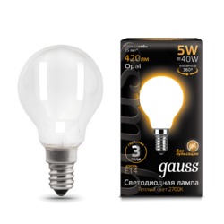 Лампа Gauss LED Filament Шар OPAL E14 5W 420lm 2700K
