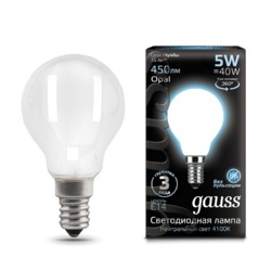 Лампа Gauss LED Filament Шар OPAL E14 5W 450lm 4100K