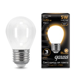 Лампа Gauss LED Filament Шар OPAL E27 5W 420lm 2700K