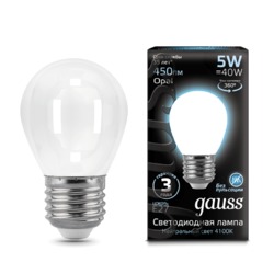 Лампа Gauss LED Filament Шар OPAL E27 5W 450lm 4100K