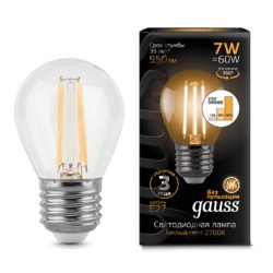 Лампа Gauss LED  Filament Шар E27 7W 550lm 2700K