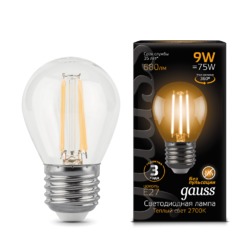 Лампа Gauss LED Filament Шар E27 9W 680lm 2700K