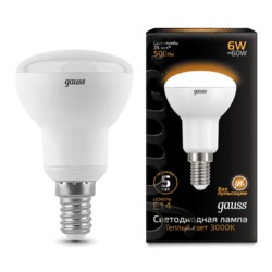 Лампа Gauss LED R50 E14 6W 500lm 3000K