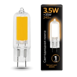 Лампа Gauss LED G4 AC220-240V 3.5W 240lm 3000K Glass 1/10/200