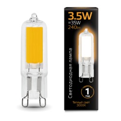 Лампа Gauss LED G9 AC220-240V 3.5W 240lm 3000K Glass 1/10/200