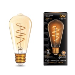 Лампа Gauss LED Filament ST64 Flexible E27 6W Golden 360lm 2400К