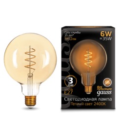 Лампа Gauss LED Filament G120 Flexible E27 6W Golden 360lm 2400К 1/20