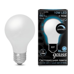 Лампа Gauss LED диммируемая Filament A60 OPAL E27 10W 860lm 4100К