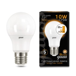 Лампа Gauss LED диммируемая A60 10W E27 880lm 2700K