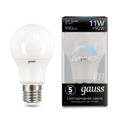 Лампа Gauss LED диммируемая A60-dim E27 11W 990lm 4100К